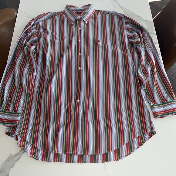 Ralph Lauren Mens Size Large Long Sleeve Button Up Striped Cotton Shirt Blake - Picture 1 of 10